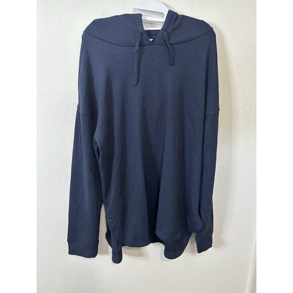 Time and Tru Blue Ribbed Pullover Tunic Hoodie Sweater Size XL - Picture 1 of 8